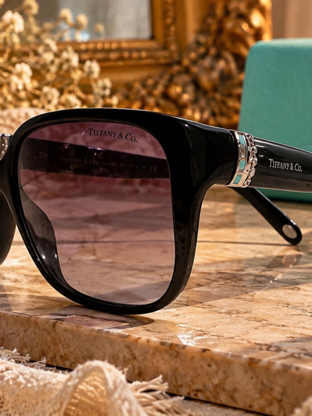 Tiffany & Co. TF4078-B Black Oversized Sunglasses – Crystal Detail